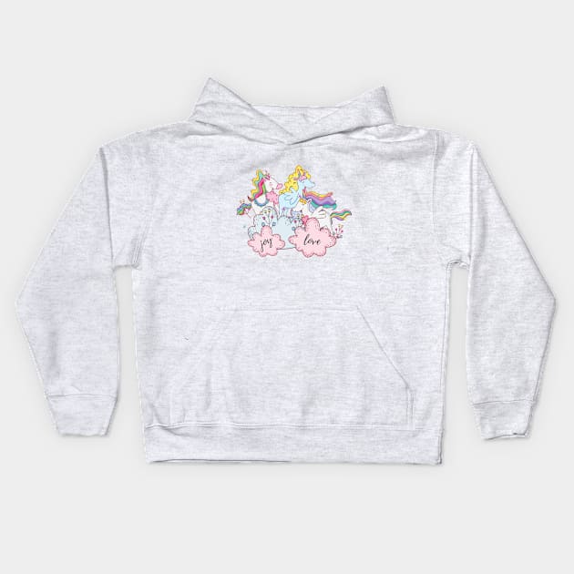 Three Little Unicorns Hanging Out Kids Hoodie by Vegan Squad